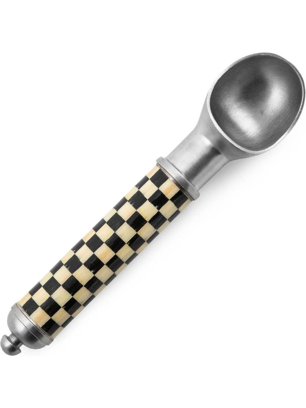 Stylish Ice Cream Scoop - Black & White Checkered Design, Perfect for